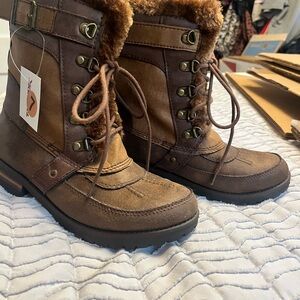 Rock & Candy Brown Fur-Lined Lace-Up Boots